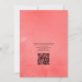 Turquoise en koraalFloral QR Code RSVP Weddenschap Kaart (Achterkant)