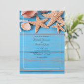 Turquoise en Koraalstrand QR-code RSVP Trouwen Kaart (Staand voorkant)