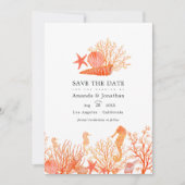 Turquoise en Koraalstrand Trouwfoto Save The Date (Voorkant)