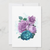 Turquoise en lavendel bloemen bruiloft uitnodiging (Achterkant)