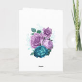 Turquoise en Lavendel bloemenbruiloft Bedankkaart (Achterkant)