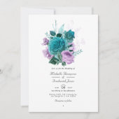 Turquoise en lavendel bloemencode QR-huwelijk Kaart (Voorkant)
