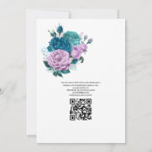 Turquoise en lavendel bloemencode QR-huwelijk Kaart (Achterkant)