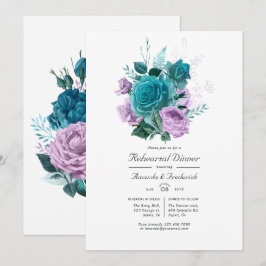 Turquoise en lavendel bloemendiner voor de repetit kaart