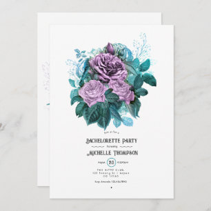 Turquoise en Lavender Floral Bachelorette Party Kaart