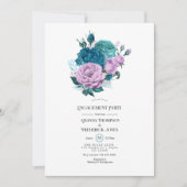Turquoise en Lavender Floral Engagement Party Kaart (Voorkant)