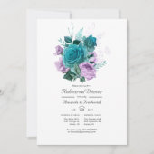 Turquoise en Lavender Floral Rehearsal Dinner Kaart (Voorkant)