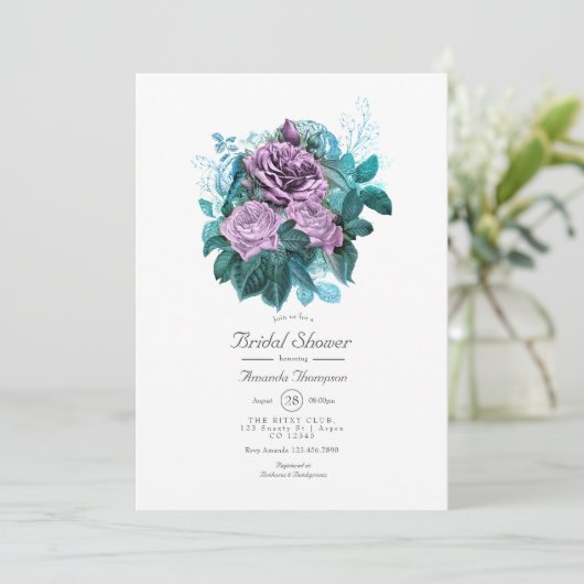 Turquoise en Lavender Floral Vrijgezellenfeest Kaart (Staand voorkant)