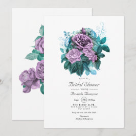 Turquoise en Lavender Floral Vrijgezellenfeest Kaart