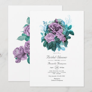 Turquoise en Lavender Floral Vrijgezellenfeest Kaart