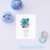 Turquoise en Lavender Floral Wedding Invitation Flyer (Enkel)