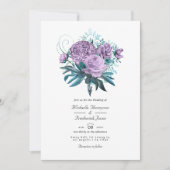 Turquoise en Lavender Floral Wedding Invitation Kaart (Voorkant)