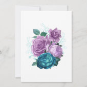 Turquoise en Lavender Floral Wedding Invitation Kaart (Achterkant)
