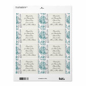turquoise en leigrijs damast op wit etiket (Full Sheet)
