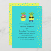 Turquoise en Lemon: Pineapple Engagement Party Kaart (Voorkant / Achterkant)