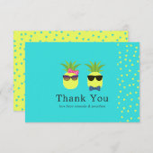 Turquoise en Lemon Pineapples Weddenschap Bedankt (Voorkant / Achterkant)