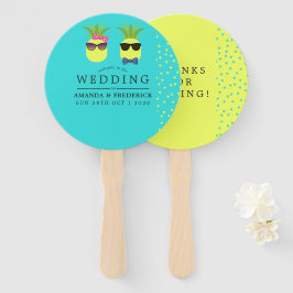 Turquoise en Lemon Summer Beach Wedding Favor Handwaaier