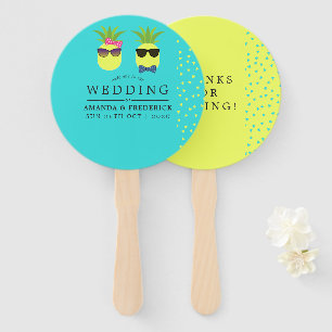 Turquoise en Lemon Summer Beach Wedding Favor Handwaaier
