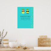 Turquoise en Lemon Summer Beach Wedding Welcome Poster (Keuken)