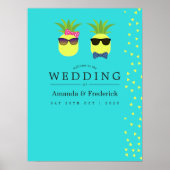 Turquoise en Lemon Summer Beach Wedding Welcome Poster (Voorkant)