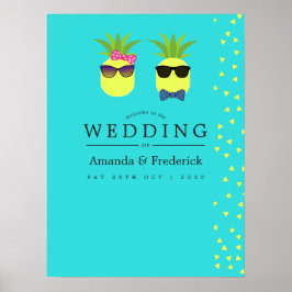 Turquoise en Lemon Summer Beach Wedding Welcome Poster