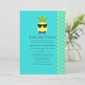Turquoise en Lemon Tropical Summer Bar Mitzvah Kaart (Staand voorkant)
