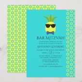 Turquoise en Lemon Tropical Summer Bar Mitzvah Kaart (Voorkant / Achterkant)