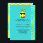 Turquoise en Lemon Tropical Summer Bar Mitzvah Kaart<br><div class="desc">Fun Pineapple Cartoon Beach Bar Mitzvah uitnodiging aanpasbaar aan uw gebeurtenisspecificaties.</div>