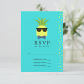 Turquoise en Lemon Tropical Summer Bar Mitzvah RSVP Kaartje (Staand voorkant)