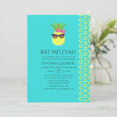 Turquoise en Lemon Tropical Summer Bat Mitzvah Kaart (Staand voorkant)