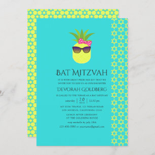 Turquoise en Lemon Tropical Summer Bat Mitzvah Kaart