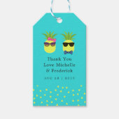 Turquoise en Lemon Tropical Summer Beach Wedding Cadeaulabel (Voorkant)