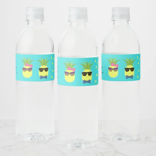 Turquoise en Lemon Tropical Summer Beach Wedding Waterfles Etiket (Flessen)