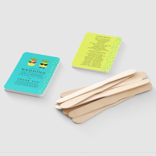 Turquoise en Lemon zomers Beach Wedding Programme Handwaaier (Niet-gemonteerd)