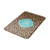 Turquoise en Leopard Print Custom Monogram Badmat (Gekanteld)