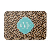 Turquoise en Leopard Print Custom Monogram Badmat (Voorkant)