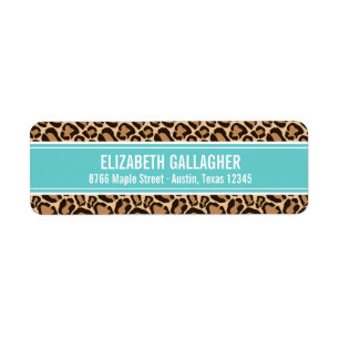Turquoise en Leopard Print Retouradres Etiket