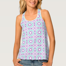 Turquoise en Lila Patroon Vrouwen Tanktop