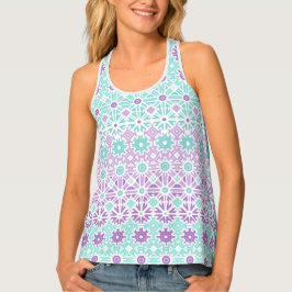 Turquoise en Lila Patroon Vrouwen Tanktop
