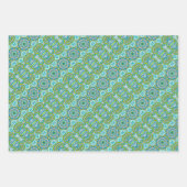Turquoise en Lime Green Circle Mandala Inpakpapier Vel (Voorkant 2)