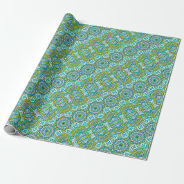 Turquoise en Lime Green Mandala Cadeaupapier