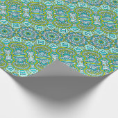 Turquoise en Lime Green Mandala Cadeaupapier (Hoek)