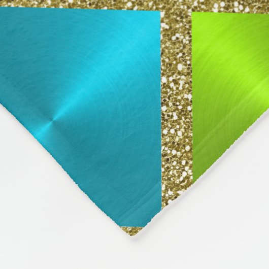 Turquoise en Limoen met Gold Squares Fleece Deken (Hoek)