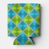 Turquoise en Limoen met Silver Squares Blikjeskoeler (Voorkant)