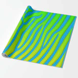Turquoise en Limoen Zebra Stripes Animal Print Cadeaupapier