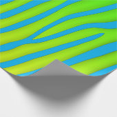 Turquoise en Limoen Zebra Stripes Animal Print Cadeaupapier (Hoek)