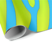 Turquoise en Limoen Zebra Stripes Animal Print Cadeaupapier (Rol Hoek)