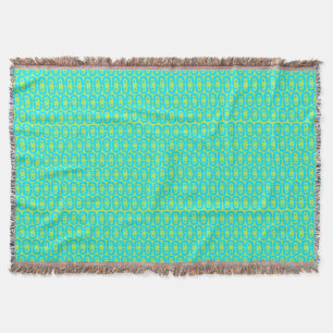 Turquoise en limoengroene geometrische patroon deken