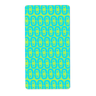 Turquoise en limoengroene geometrische patroon etiket