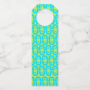 Turquoise en limoengroene geometrische patroon flessenhanger